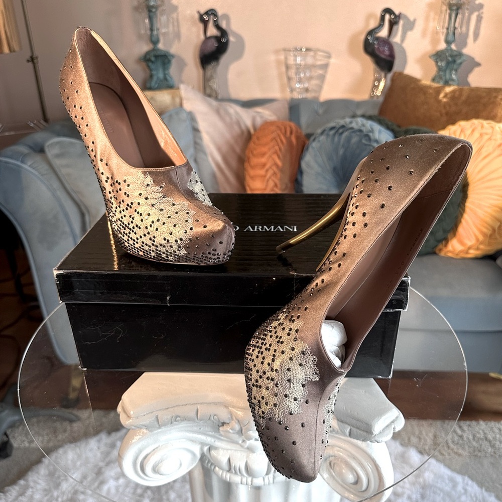 Giorgio Armani Vintage Gorgeous Glitter Heels in original box and packing! Fab
